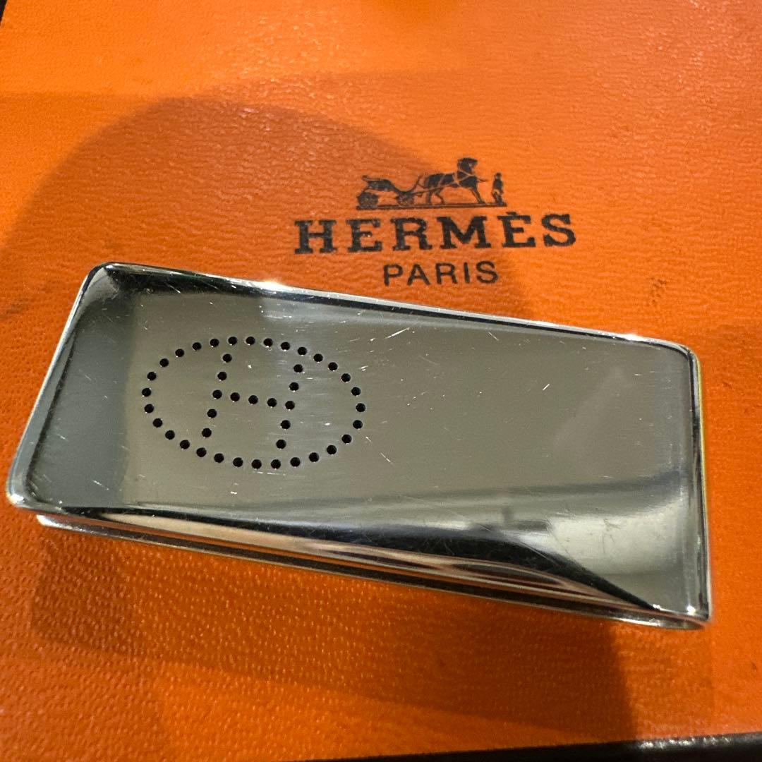 美品　HERMES エクリプス エヴリン　シルバー　Ｈロゴ マネークリップ