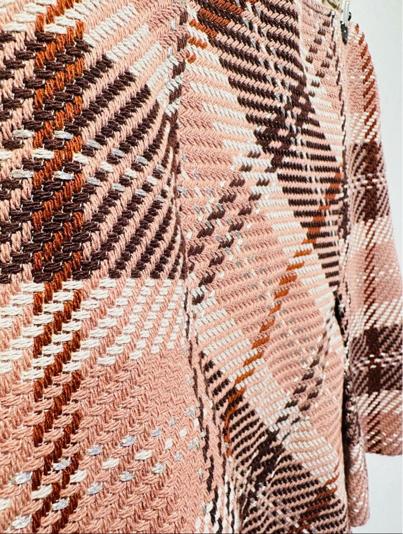 【美品】SNIDEL ロービングチェックミニスカート 2 ピンク系　冬物