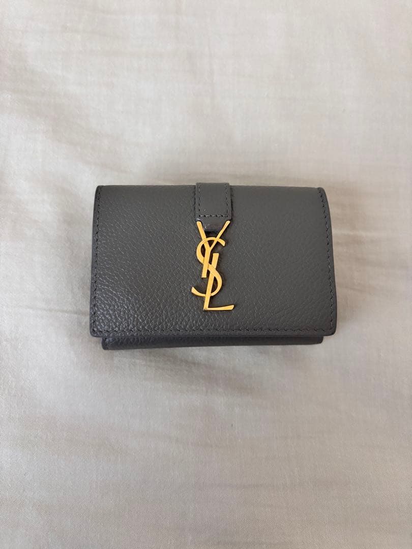 SAINT LAURENT グレー 三つ折り財布