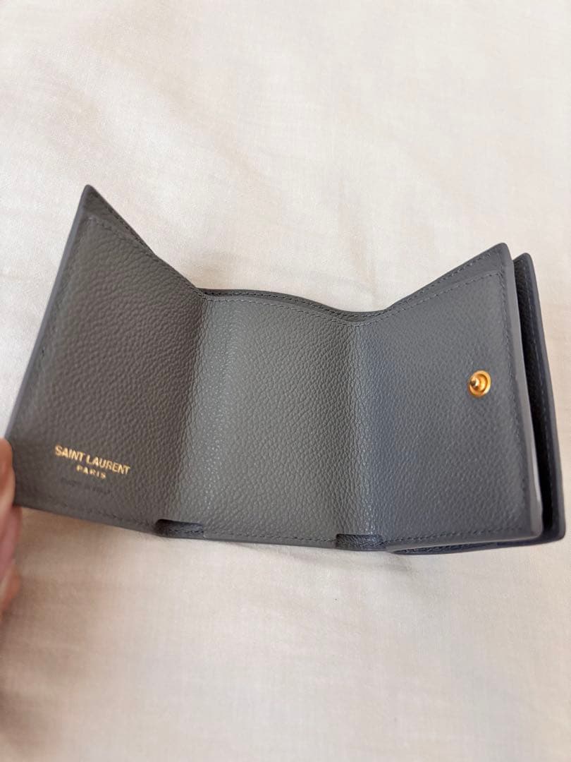 SAINT LAURENT グレー 三つ折り財布