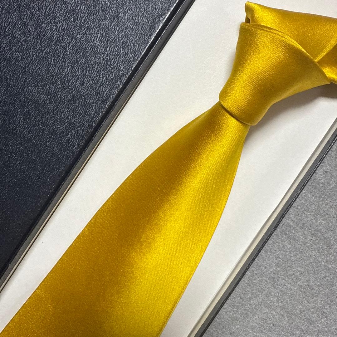 極美品　ポールスミス　ネクタイ　金　黄色　無地　派手　結婚式