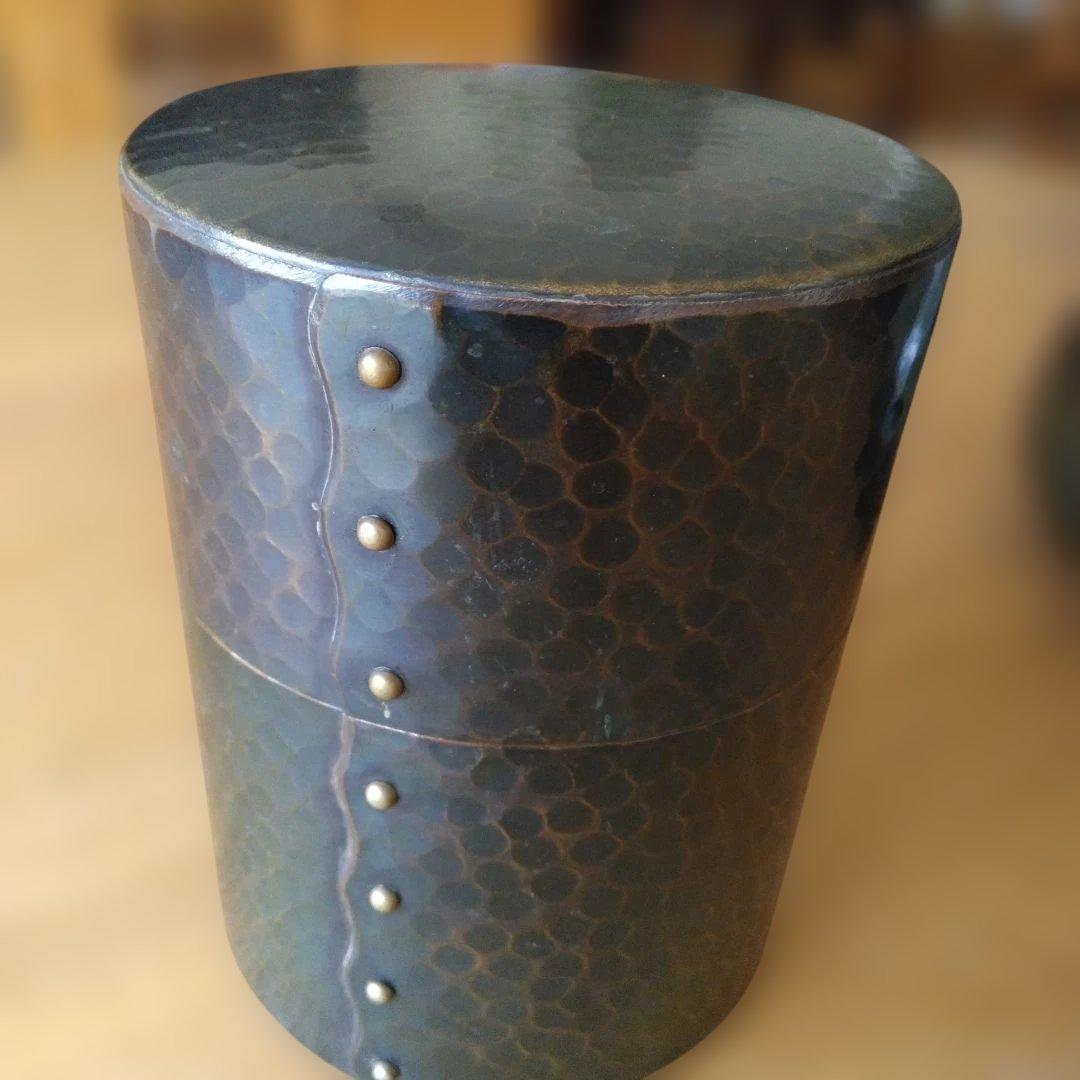 玉川堂　 銅製品　打ち出し　　 茶たく5枚　茶こぼし　茶筒