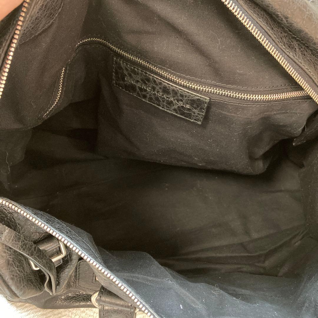 バレンシアガ　黒 レザー ボストンバッグ