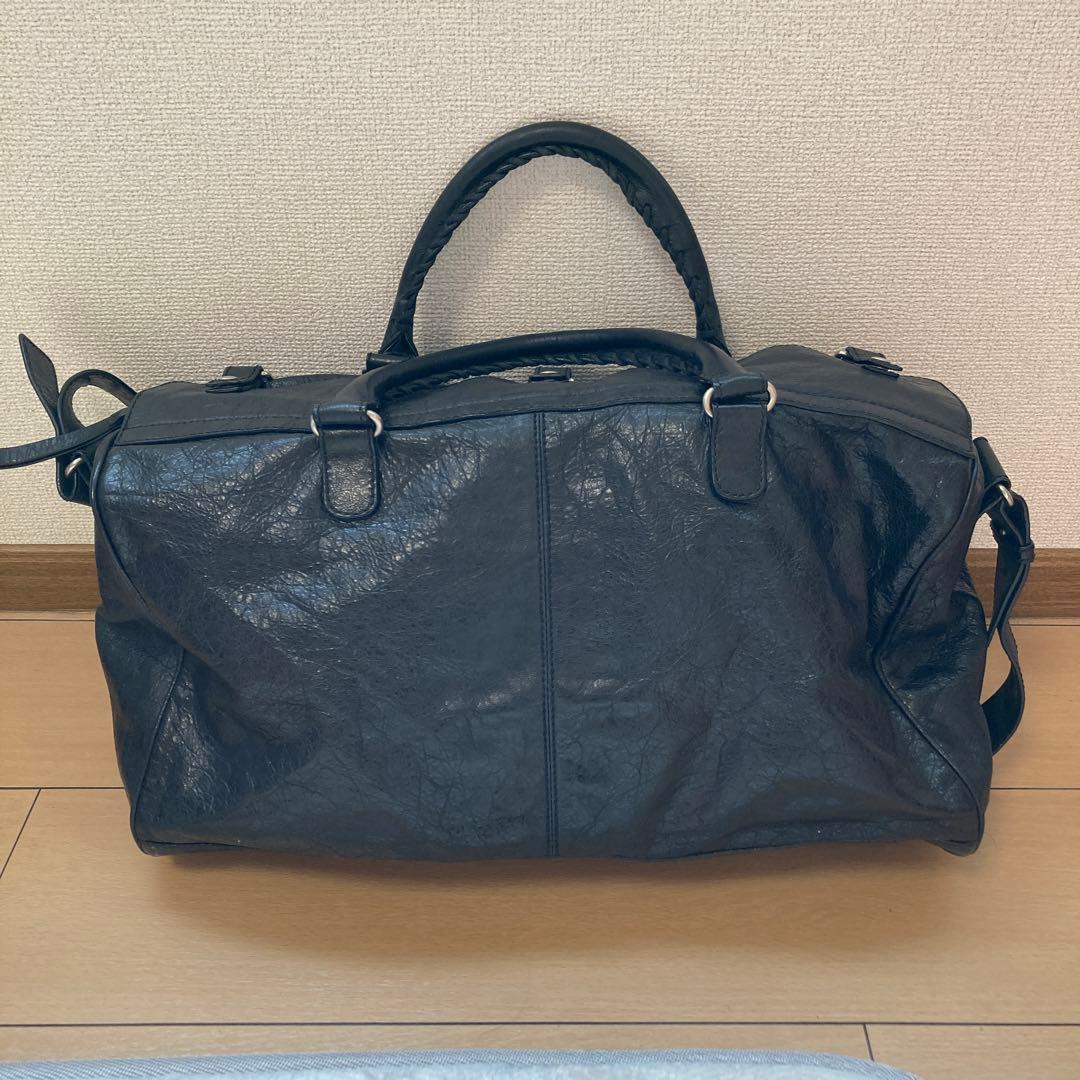 バレンシアガ　黒 レザー ボストンバッグ