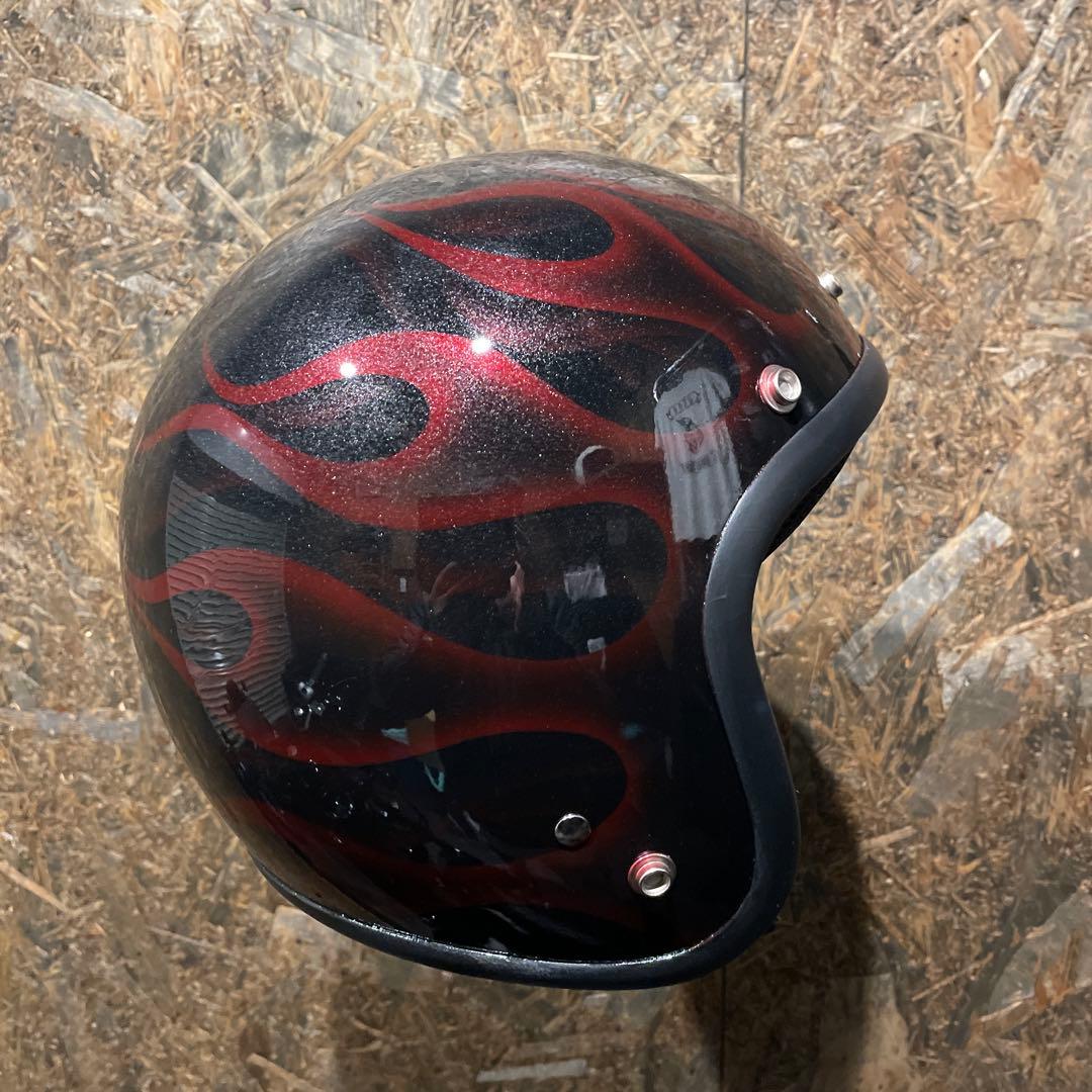 【新品未使用一点物】レッドファイヤー　ジェットヘルメット　カスタムペイント
