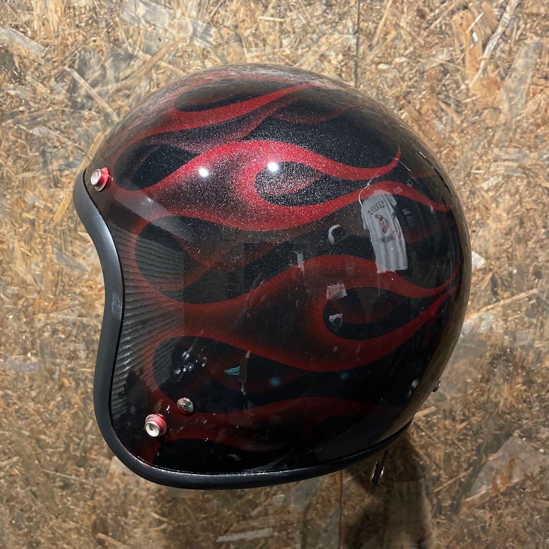 【新品未使用一点物】レッドファイヤー　ジェットヘルメット　カスタムペイント