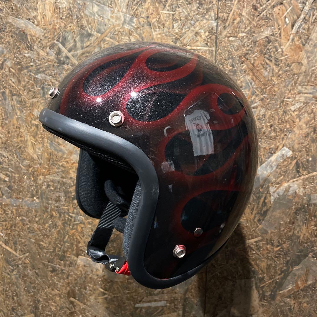 【新品未使用一点物】レッドファイヤー　ジェットヘルメット　カスタムペイント