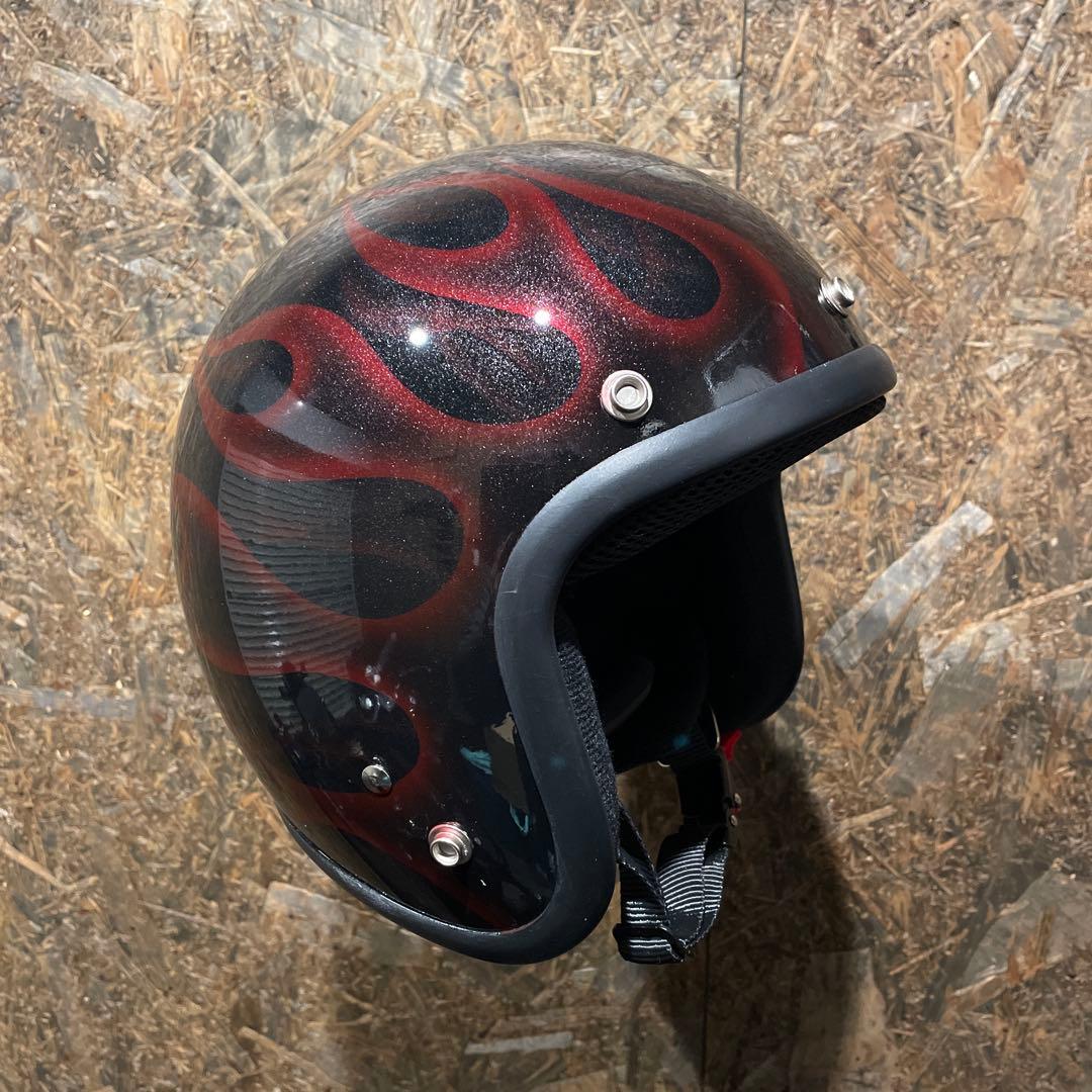 【新品未使用一点物】レッドファイヤー　ジェットヘルメット　カスタムペイント