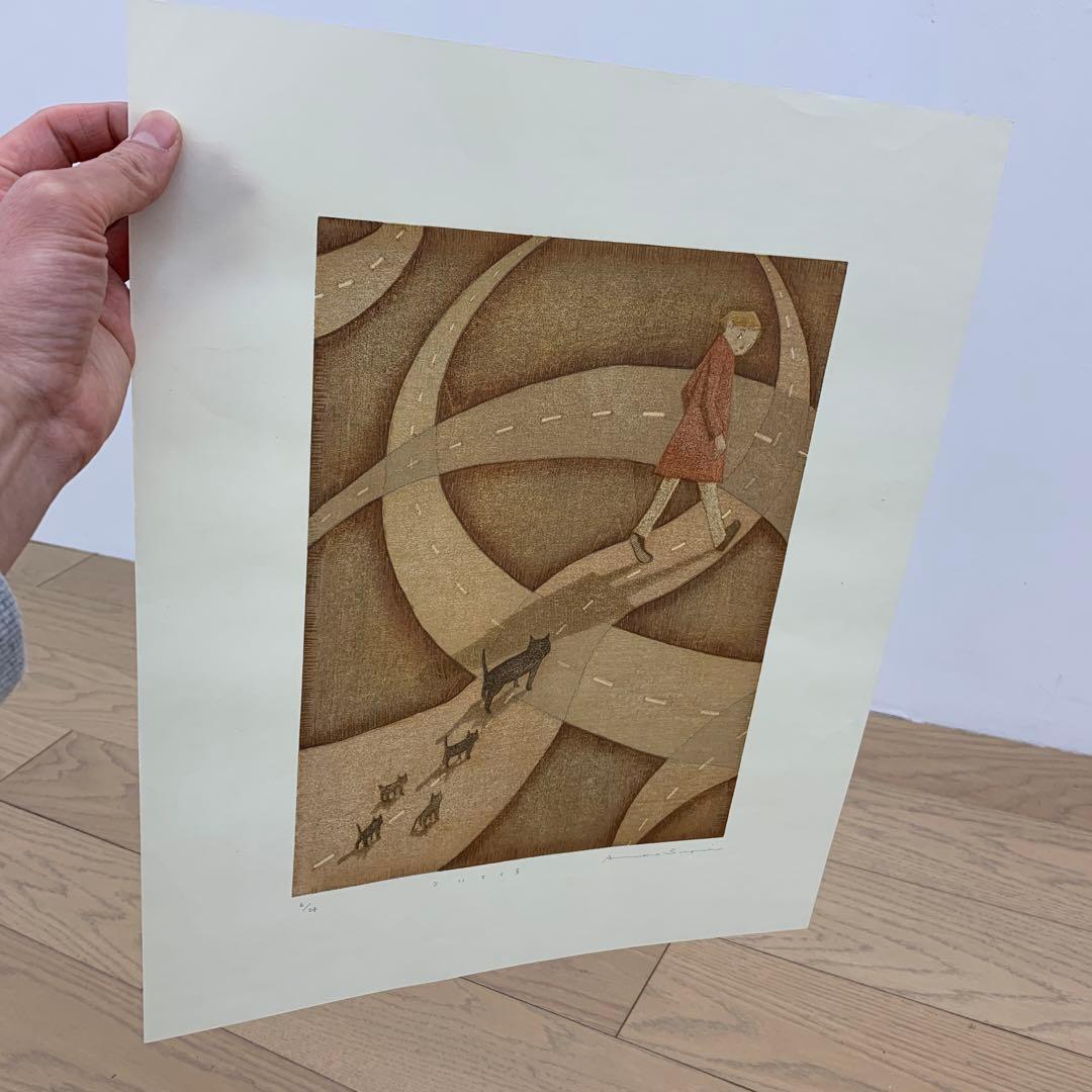 鈴木敦子「ついてくる」2007年　限定24 木版画