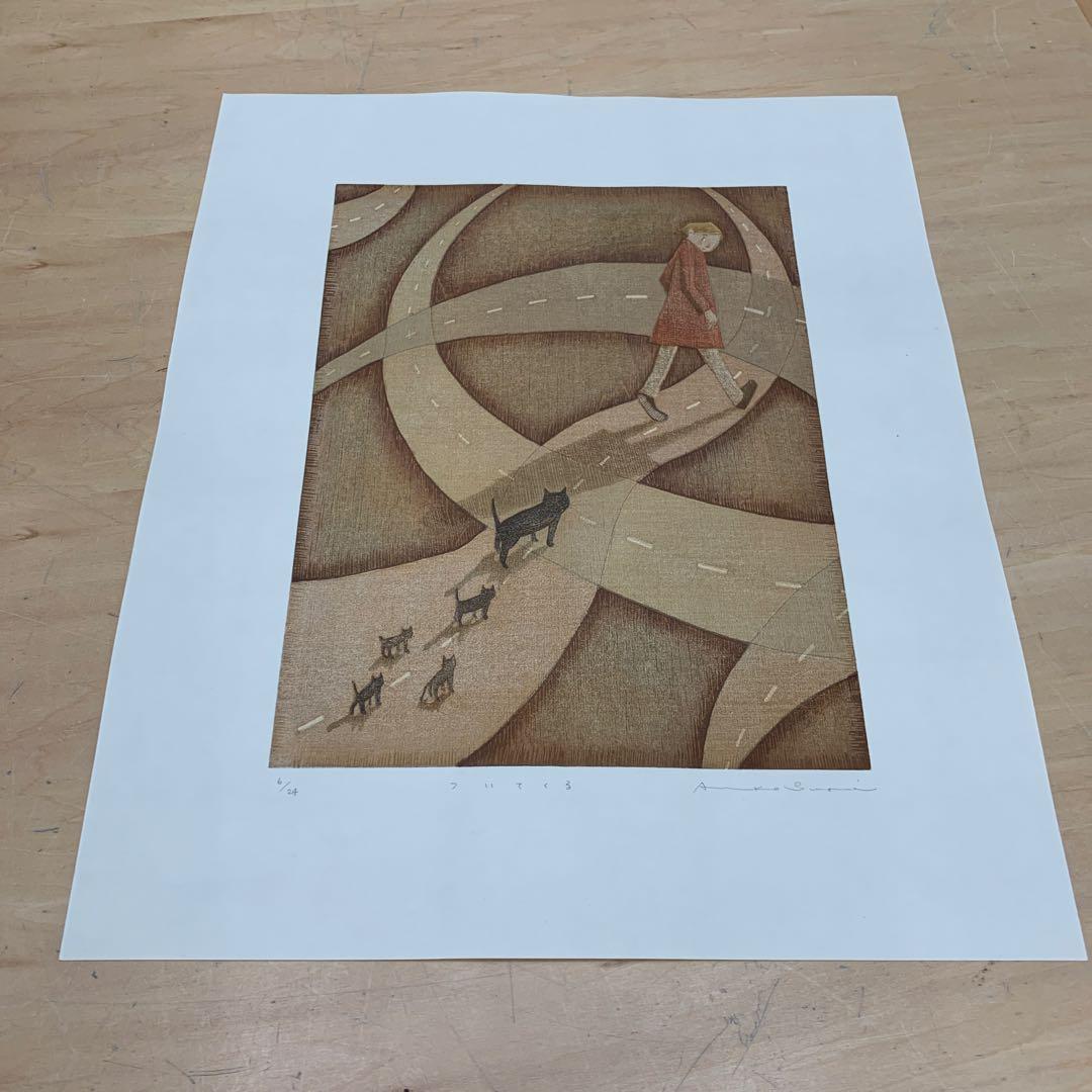 鈴木敦子「ついてくる」2007年　限定24 木版画