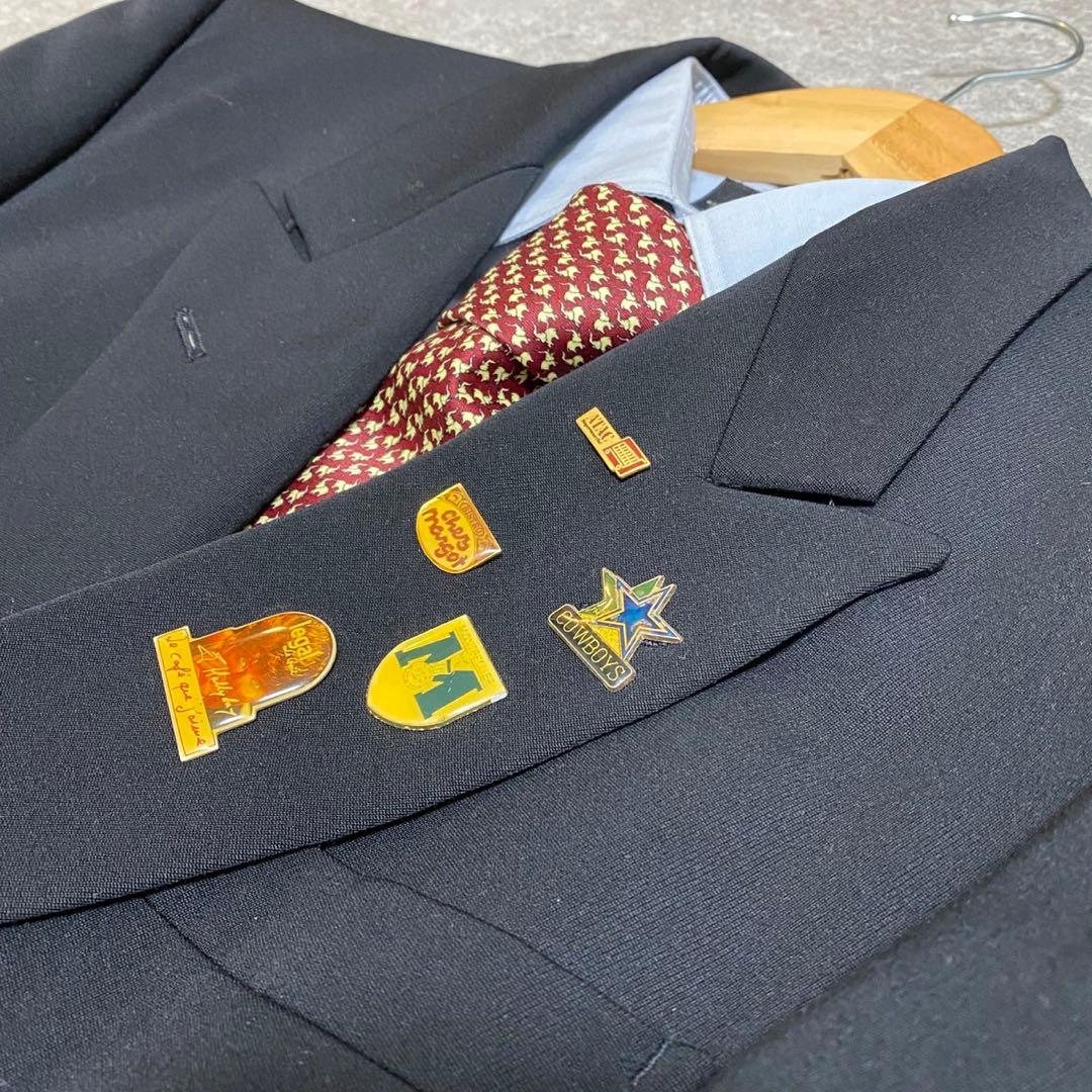 【vintage】セットアップ ダブルスーツ 成人式 ピンズ　ネクタイ