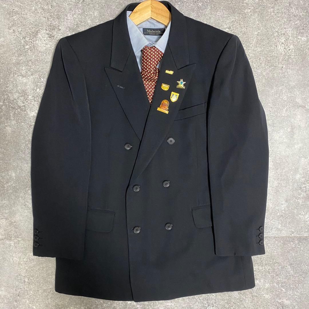 【vintage】セットアップ ダブルスーツ 成人式 ピンズ　ネクタイ