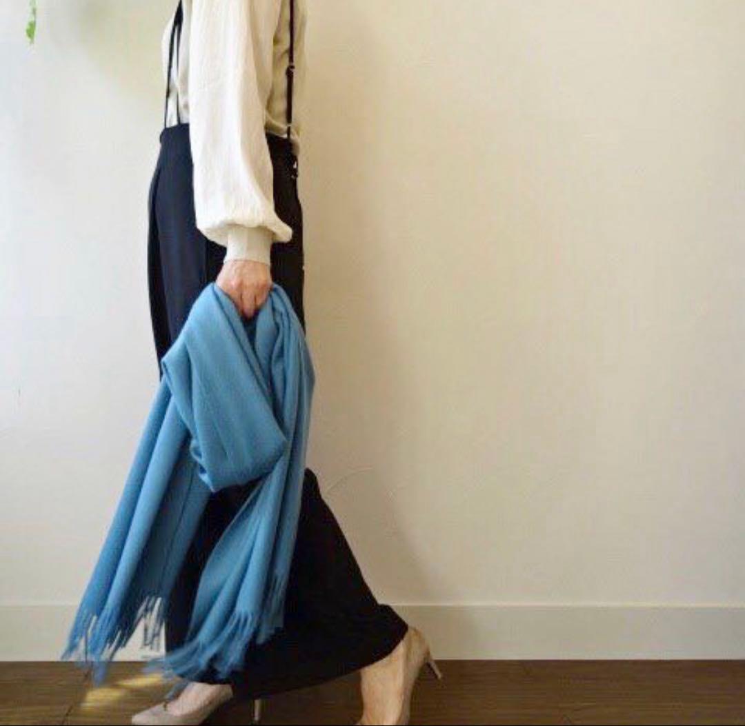 極上カシミヤ100%☆大判 ストール☆ ピーコックブルー