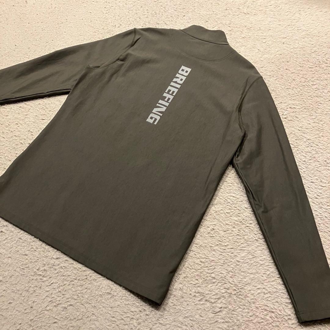 【美品】BRIEFING GOLFモックネックシャツ 裏起毛 オリーブ Lサイズ