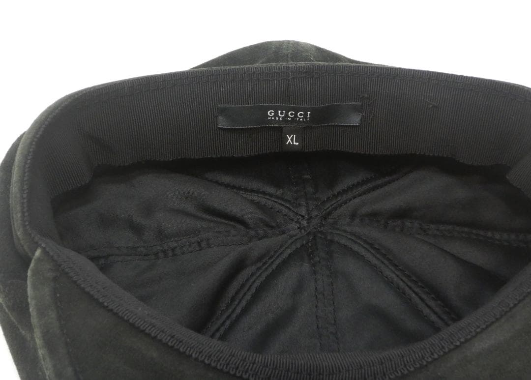 ♪GUCCI グッチ☆キャスケット☆革 スウェード レザー☆XL☆ブラック♪