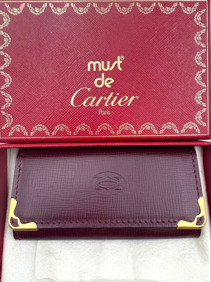 未使用保管品　カルティエ　マストライン 4連　キーケース ボルドー 箱付き