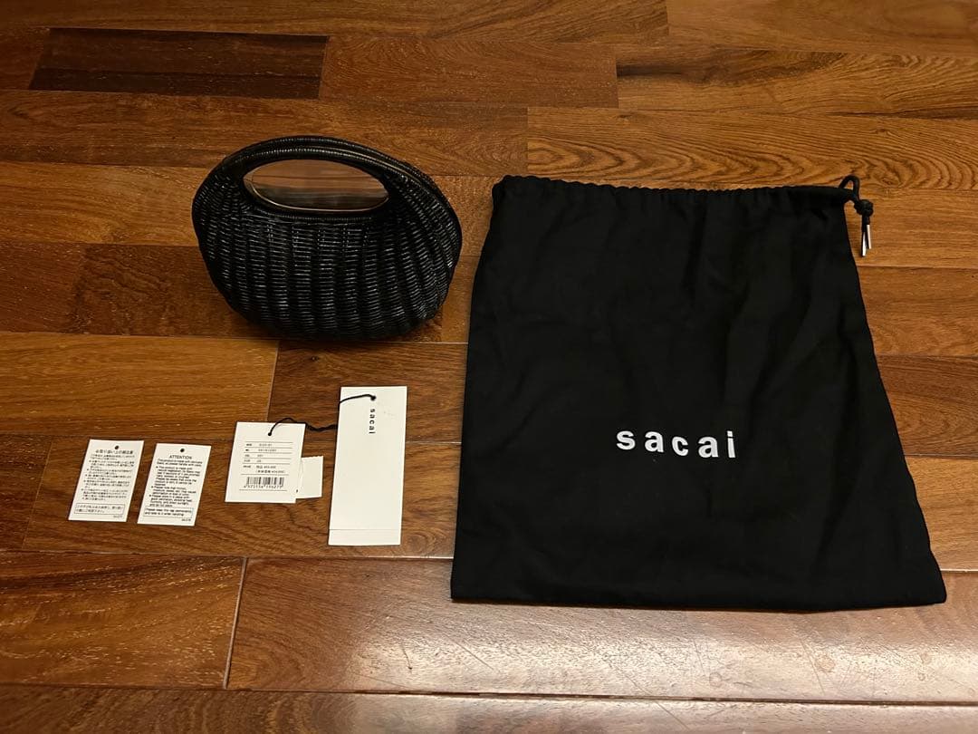 サカイ　sacai 黒ラタンバッグ
