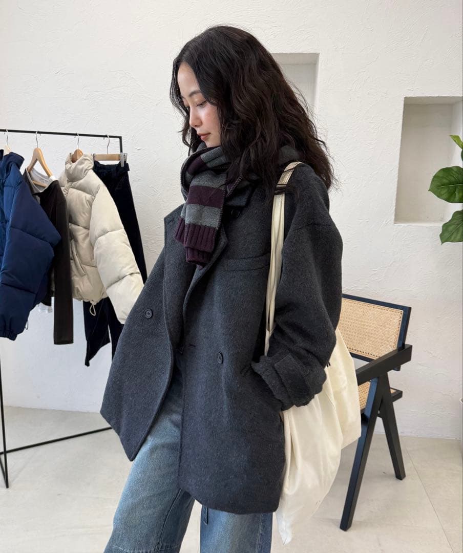 MUHET シャギーハーフコート / shaggy half coat ブラック