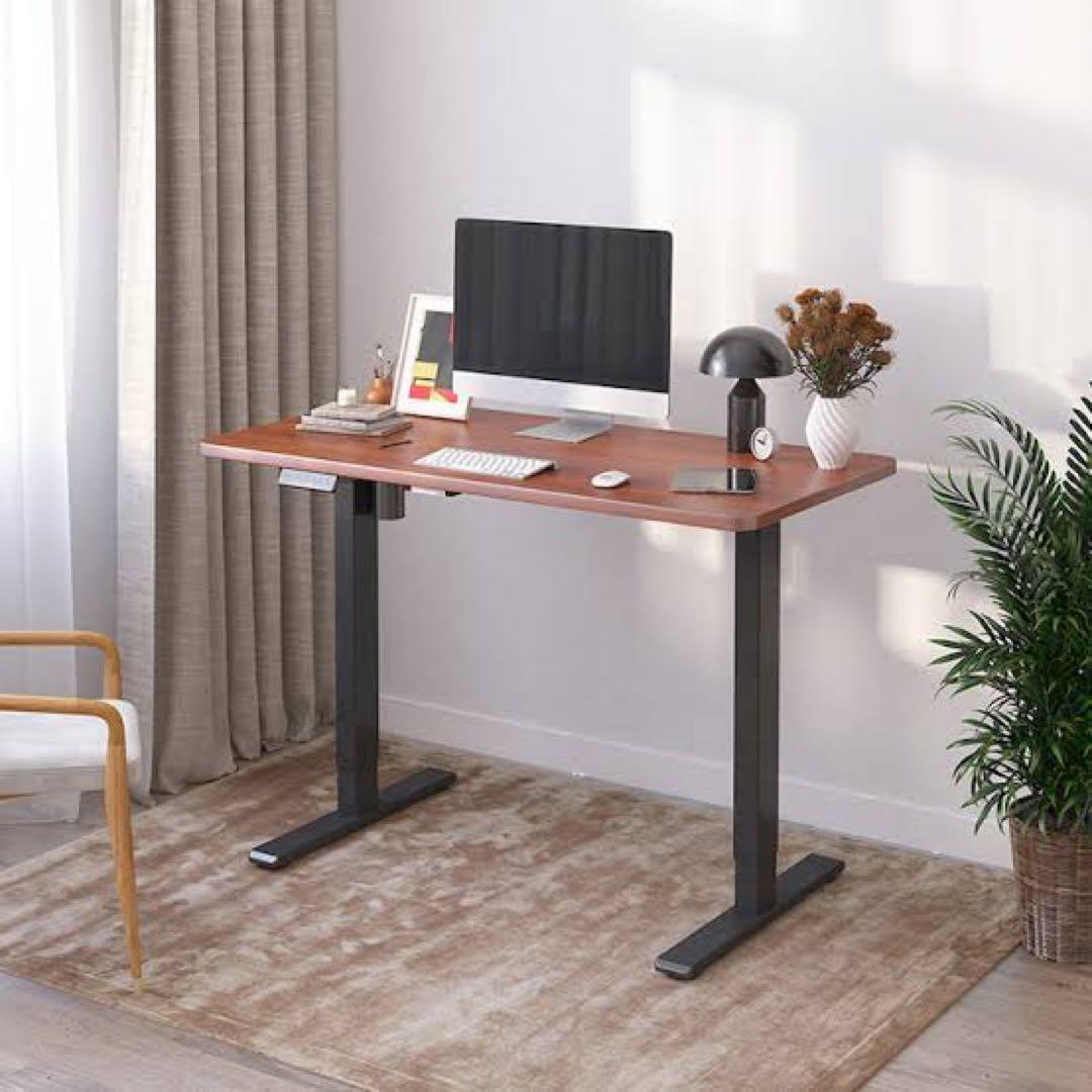 FLEXISPOTスタンディングデスクEF1脚-黒 天板-マホガニー100*60