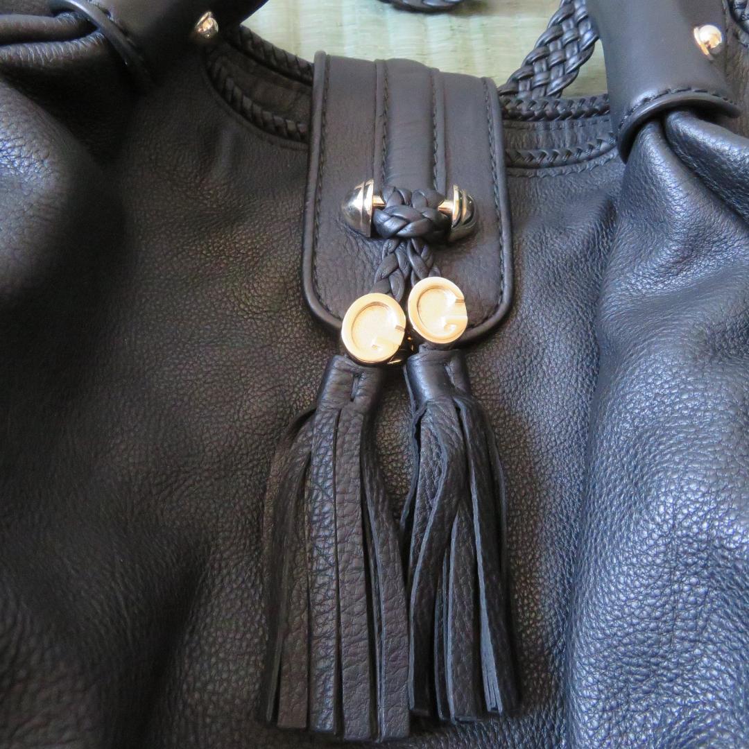 GUCCI　 マラケッシュ トートバッグ 　　タッセル　 レザー 　　黒