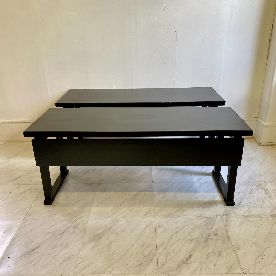 千翔 龍門堂 長テーブル 黒の木製テーブル8台セット 折りたたみ 和室