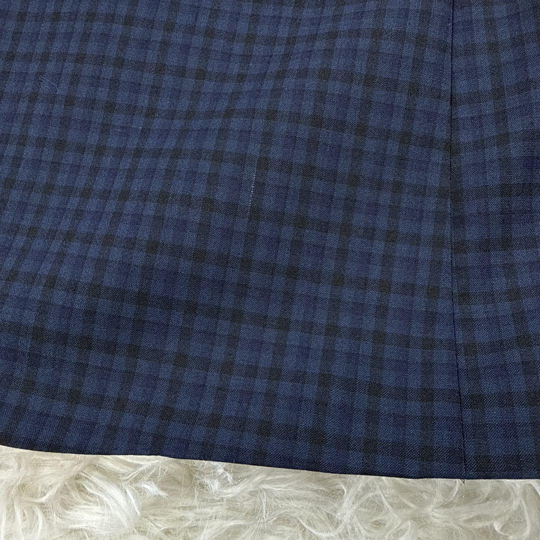 【美品】スーツセレクト スリーピース スーツ ギンガムチェック ネイビー A6