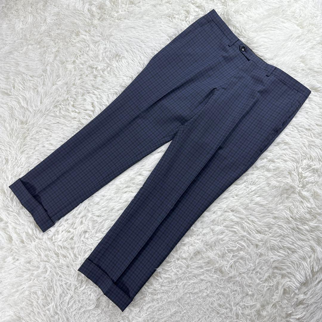 【美品】スーツセレクト スリーピース スーツ ギンガムチェック ネイビー A6