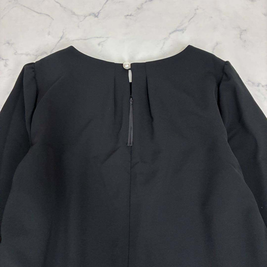 ローズティアラ　バックパールボタン ワンピース　大きいサイズ 46　ブラック