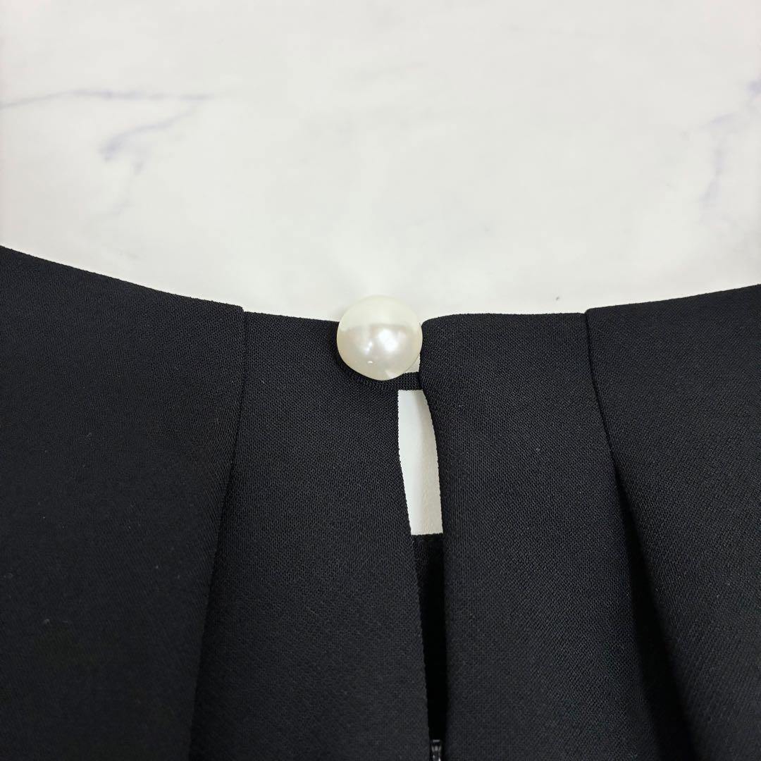 ローズティアラ　バックパールボタン ワンピース　大きいサイズ 46　ブラック