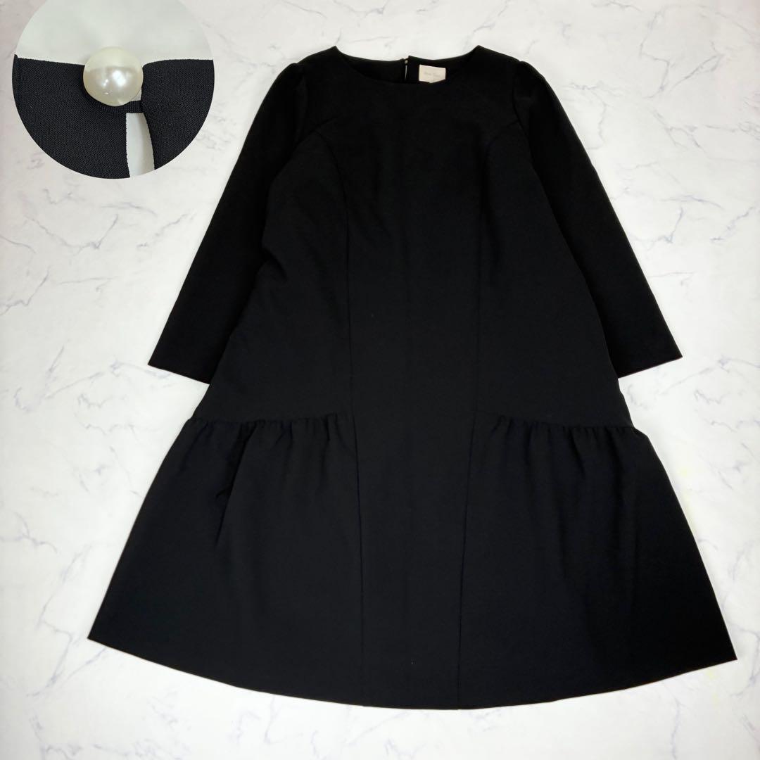 ローズティアラ　バックパールボタン ワンピース　大きいサイズ 46　ブラック
