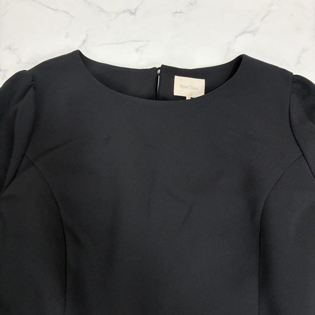 ローズティアラ　バックパールボタン ワンピース　大きいサイズ 46　ブラック