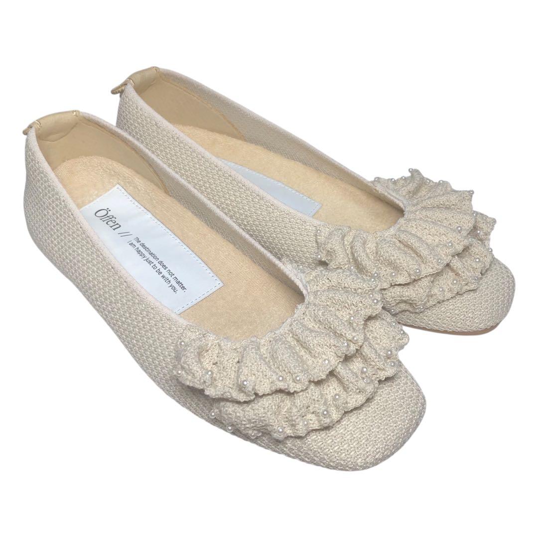 極美品 Offen オッフェン square-SHELL フラットパンプス