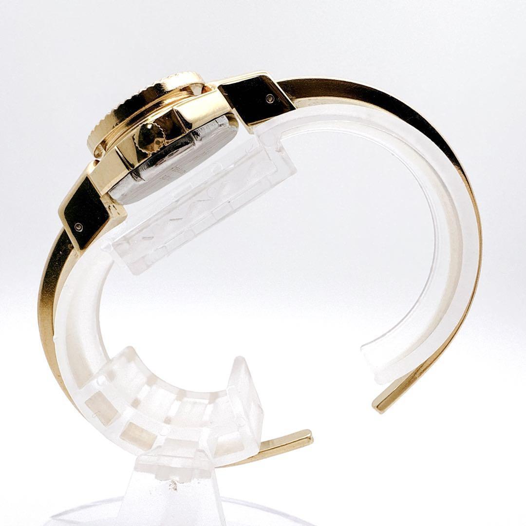 極美品✨ アンドレムッシュ　バングルウォッチ　花柄　フラワー ゴールド　スイス製