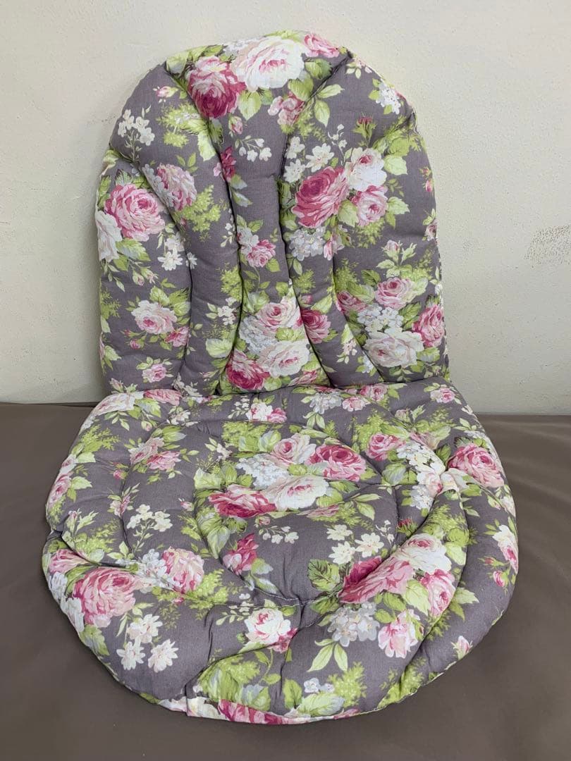 みみ　ローラアシュレイ風　背当て付き椅子シートクッション　4枚セット