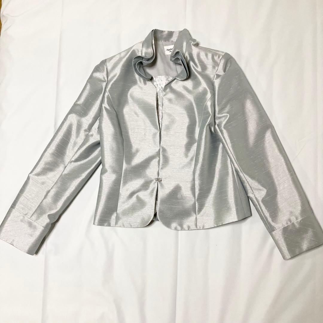 Apploberry アプロベリー　ノーカラージャケット　シルバー　レース