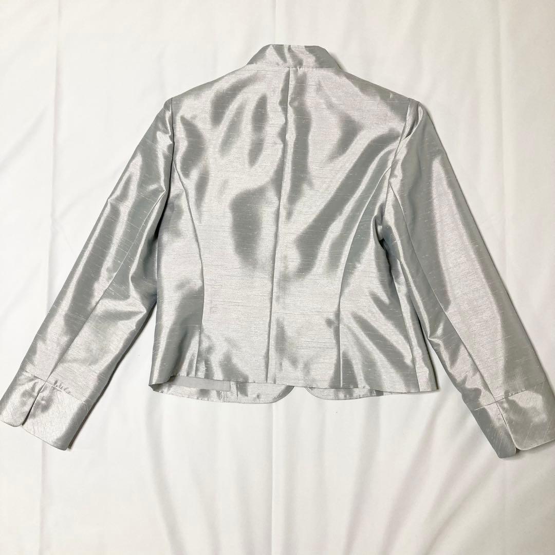 Apploberry アプロベリー　ノーカラージャケット　シルバー　レース