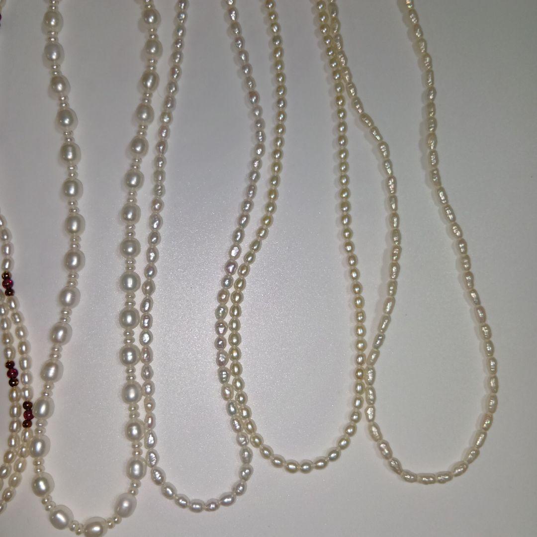 未使用に近い♥3連ベビービーズパールと淡水パールなど5本の内K18が4本✨️