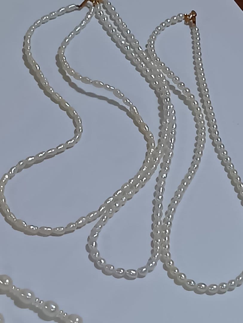 未使用に近い♥3連ベビービーズパールと淡水パールなど5本の内K18が4本✨️