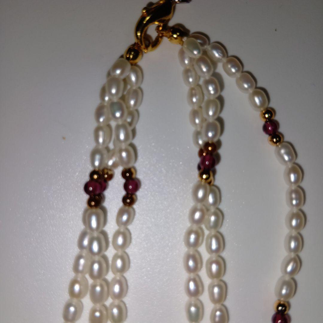 未使用に近い♥3連ベビービーズパールと淡水パールなど5本の内K18が4本✨️