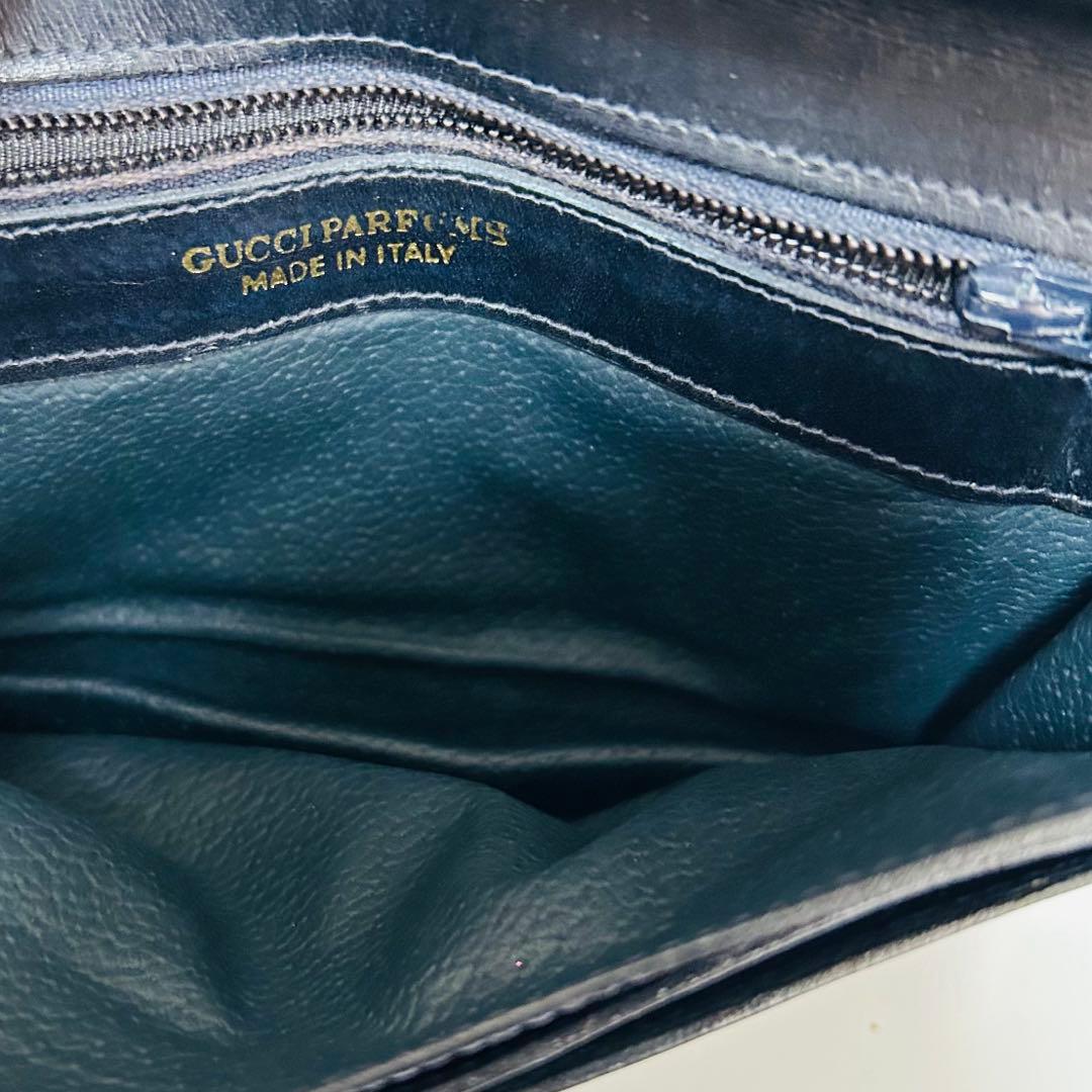 GUCCIグッチ GG柄 シェリーライン PVC×レザー クラッチバッグ ポーチ