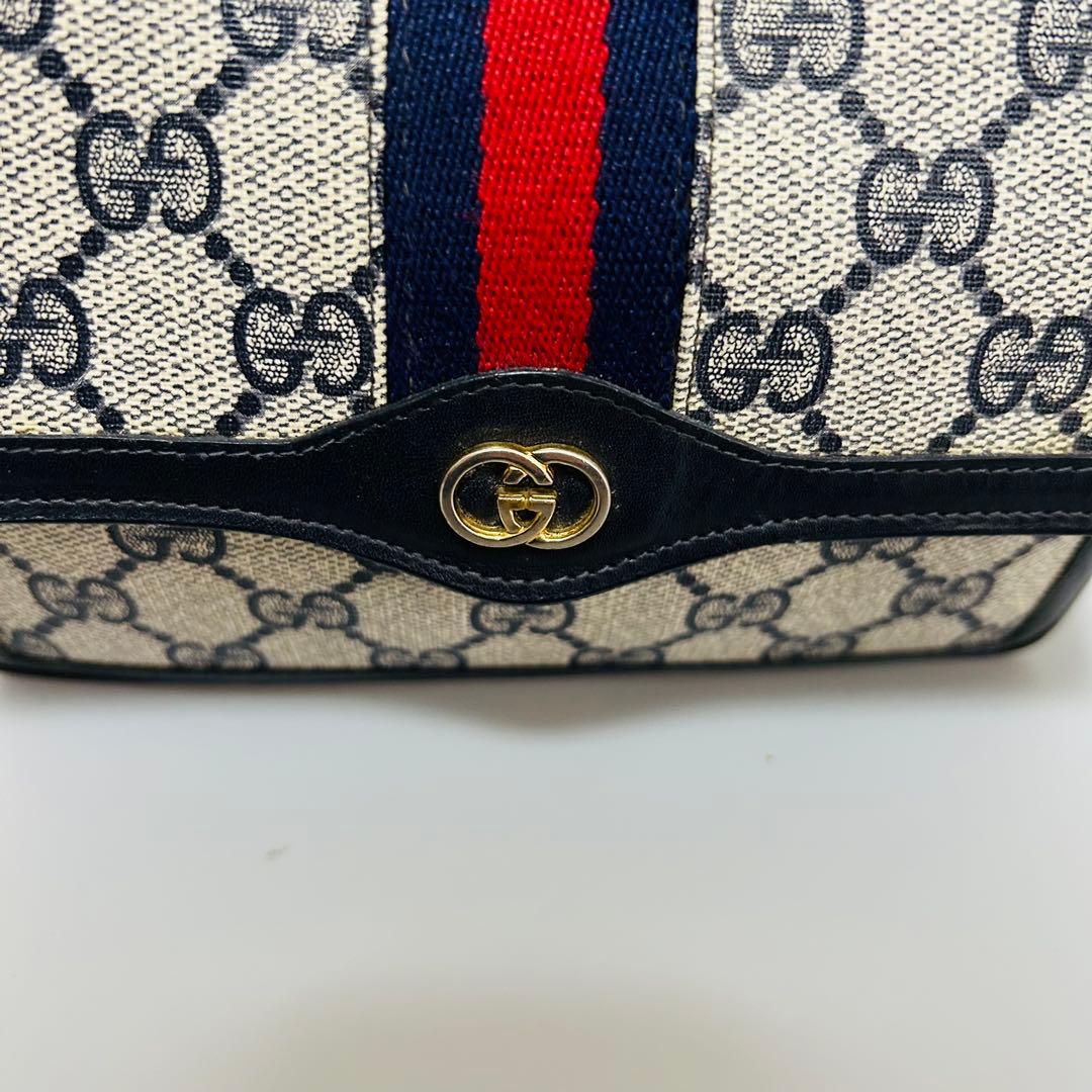 GUCCIグッチ GG柄 シェリーライン PVC×レザー クラッチバッグ ポーチ