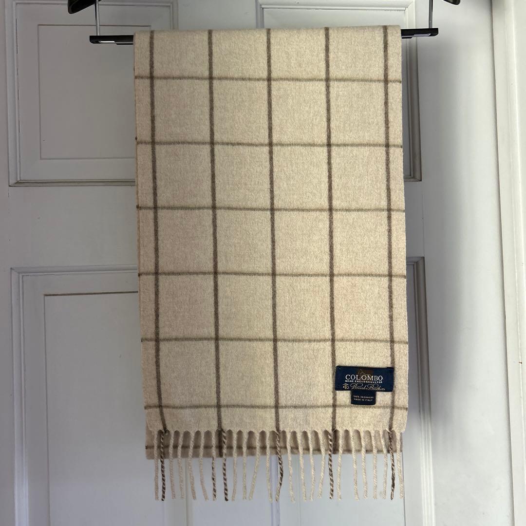 ブルックスブラザーズ　イタリア製　Colombo生地　カシミヤマフラー　訳あり