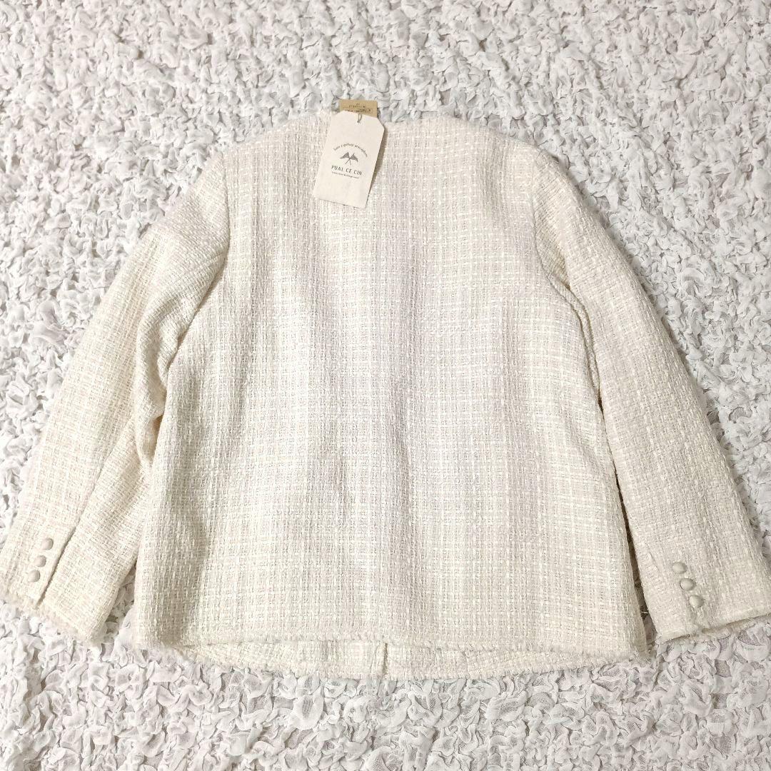 【あゆち】新品　PUAL CE CIN ツイード　ノーカラージャケット