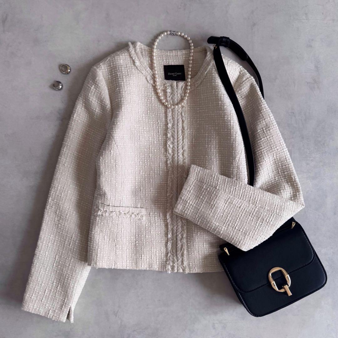 極美品▲定価2.8万▲Demi Luxe BEAMS ツイードジャケット L