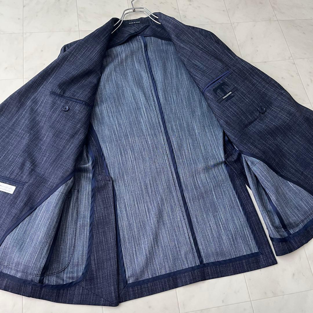 美品✨タリアトーレ デニム風 ダブル テーラードジャケット ネイビー 46