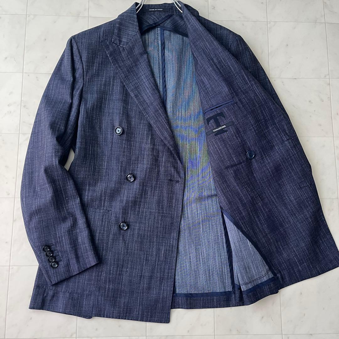美品✨タリアトーレ デニム風 ダブル テーラードジャケット ネイビー 46