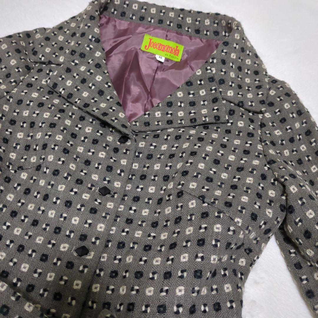 ホコモモラ/Jocomomola/ロングコート/刺繍/グレー/日本製/Ｌサイズ