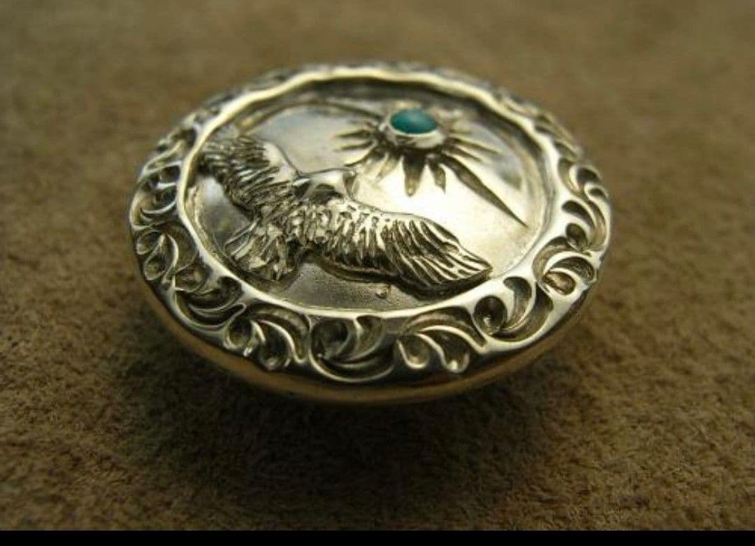 シルバーコンチョ　イーグル　ターコイズ　コンチョ　ハンドメイドコンチョトルコ石