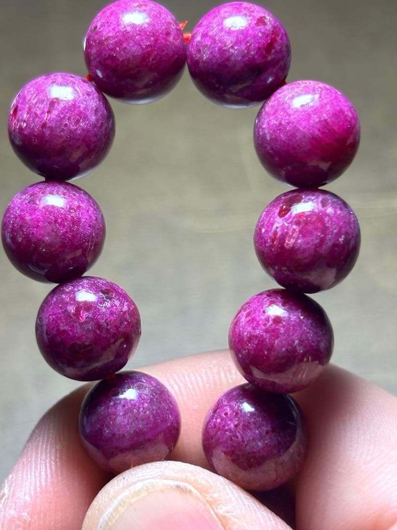 天然石ルビーブレス約10.8〜11.4㎜新品高品質「宝石の女王」一点限濃いピンク