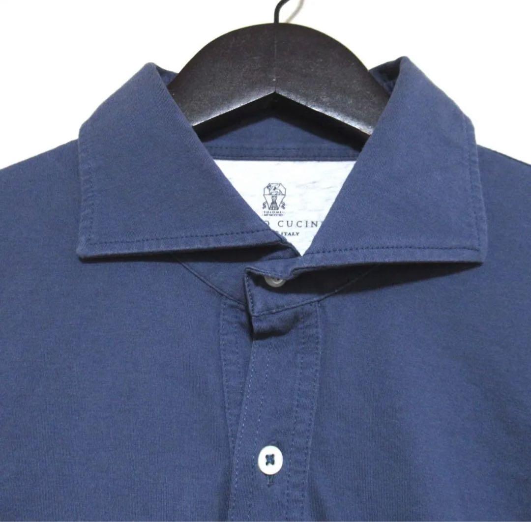 美品 ブルネロクチネリ 長袖 スリムフィット ポロシャツ Sサイズ ネイビー